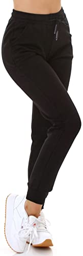 Jela London Damen High-Waist Jogginghose Freizeithose Hoher Bund Gefüttert Fleece Thermo-Hose, 36-38 (S/M) von Jela London