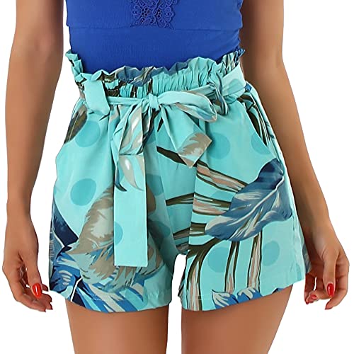 Jela London Damen High-Waist Paperbag Shorts Sommerhose kurz, Punkte Grün 40-42 Jela London Damen High-Waist Paperbag Shorts Sommerhose kurz, Punkte Grün 40-42 von Jela London