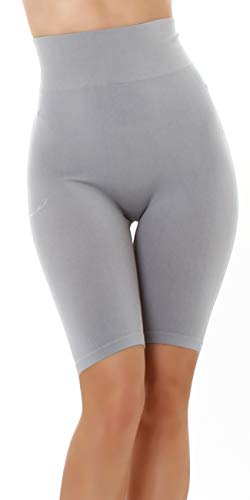 Jela London Damen High-Waist Shorts Slimming Radlerhose Fitness Sport Work-Out, Grau 36-38 (M/L) von Jela London