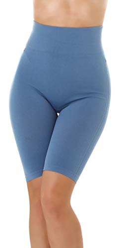Jela London Damen High-Waist Shorts Slimming Radlerhose Fitness Sport Work-Out, Hellblau 34-36 (S/M) von Jela London