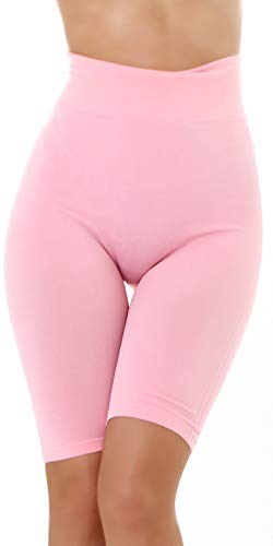 Jela London Damen High-Waist Shorts Slimming Radlerhose Fitness Sport Work-Out, Rosa 34-36 (S/M) von Jela London