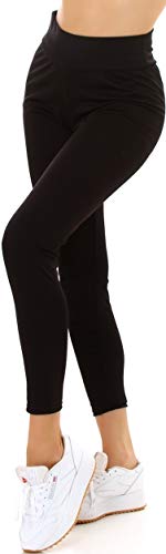 Jela London Damen High-Waist Stretchhose Push-Up Raffung Push-Up, Schwarz 36-38 von Jela London