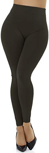 Jela London Damen High Waist Thermo Leggings Hoher Bund Strumpfhose Fleece gefüttert, Olivgrün 36-38 von Jela London