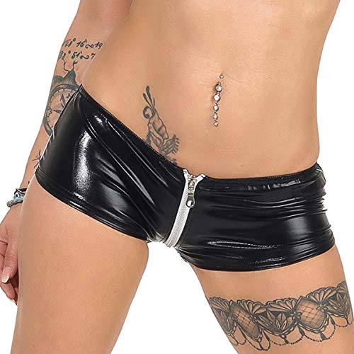 Jela London Damen Hot Pants Panty Glitzer Metallic Shorts GoGo Poledance, Schwarz 32-36 von Jela London