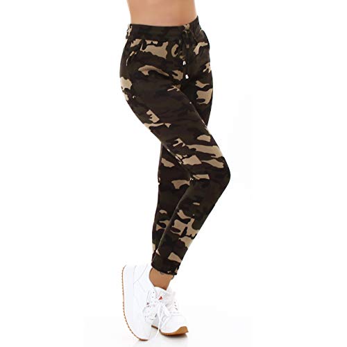 Jela London Damen Jogginghose Skinny Camouflage Flecktarn High-Waist, Beige 34-36 (S/M) von Jela London