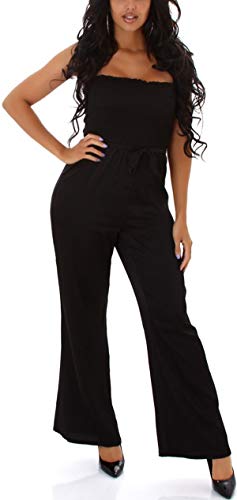 Jela London Damen Leichter Bandeau-Overall Sommer Stretch Satin, Schwarz M Jela London Damen Leichter Bandeau-Overall Sommer Stretch Satin, Schwarz M von Jela London