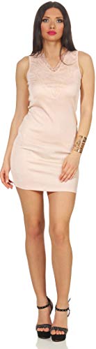 Jela London Damen Minikleid Stretch V-Ausschnitt kurz, Rosa 36-38 (38) von Jela London