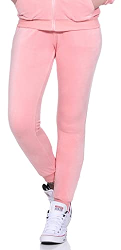 Jela London Damen Nicki Jogginghose Samt Velour Homewear, Lachsrosa 36 38 (M) von Jela London