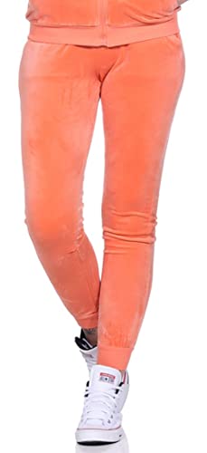 Jela London Damen Nicki Jogginghose Samt Velour Homewear, Hellorange Apricot 34 36 (S) von Jela London