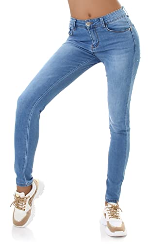 Jela London Damen Push Up Jeans Stretch Jeans Skinny Slim, Blau 34 von Jela London