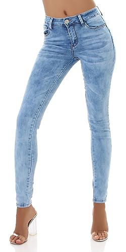 Jela London Damen Skinny Jeans Hellblau Gebleicht Normale Bundhöhe, 34 von Jela London