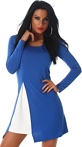 Jela London Damen Sommer-Kleid Stretch A-Linie Cut-Out Bein, Blau 36-38 von Jela London