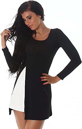 Jela London Damen Sommer-Kleid Stretch A-Linie Cut-Out Bein, Schwarz 34-36 von Jela London