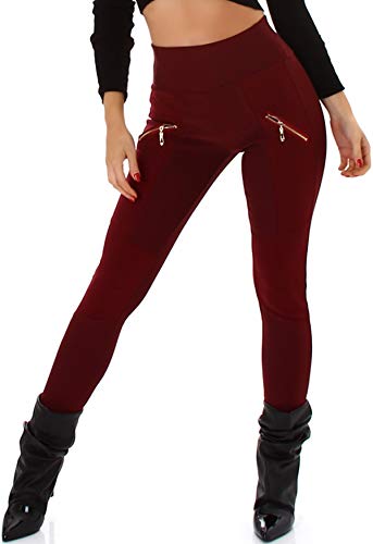 Jela London Damen Treggings Stretchhose Mesh-Einsatz Netz atmungsaktiv Reiterhose Reißverschluss Hoher Bund, Herbstrot, 40-42 (XL/XXL) von Jela London