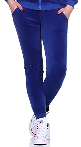 Jela London Damen Nicki Jogging Hose Freizeit Haushose Samt Velour Homewear, Blau 36 38 (M) von Jela London