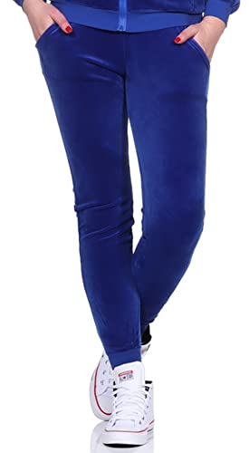Jela London Damen Nicki Jogginghose Samt Velour Homewear, Blau 36 38 (M) von Jela London