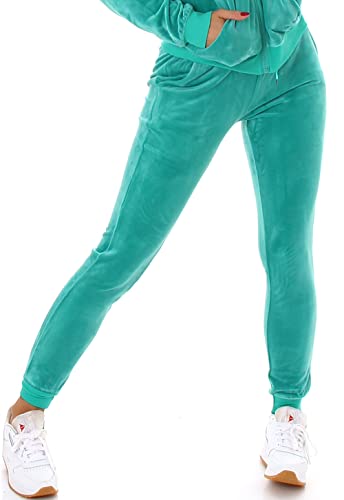 Jela London Damen Nicki Jogginghose Samt Velour Homewear, Jadegrün 38 40 (L) von Jela London