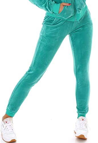 Jela London Damen Nicki Jogging Hose Freizeit Haushose Samt Velour Homewear, Jadegrün 38 40 (L) von Jela London