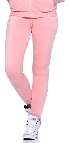 Jela London Damen Nicki Jogging Hose Freizeit Haushose Samt Velour Homewear, Lachsrosa 34 36 (S) von Jela London