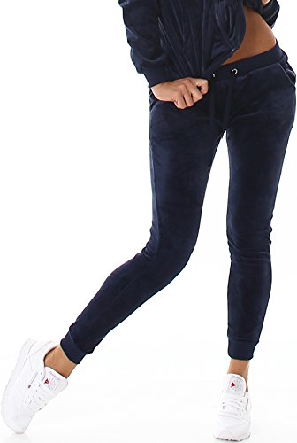 Jela London Damen Nicki Jogginghose Samt Velour Homewear, Dunkelblau 34 36 (S) von Jela London