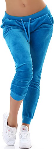 Jela London Damen Nicki Jogginghose Samt Velour Homewear, Hell Blau Türkis 34 36 (S) von Jela London