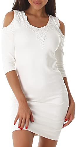 Jela London Damen Veloursleder Etuikleid Häkelspitze Samt, Weiß 38 von Jela London