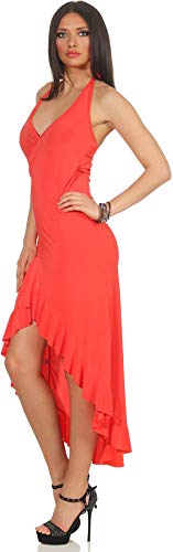 Jela London Damen Latin Salsa Maxi Kleid Vokuhila Tanz Rock Wickel Optik, Apricot von Jela London