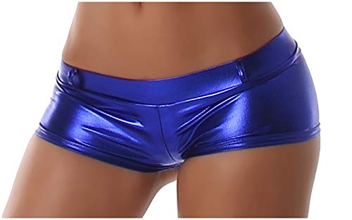 Jela London Wetlook GoGo Hot-Pants Shorts Panty kurz Glanz metallic, Blau L (38/40) von Jela London