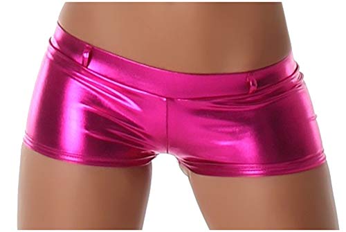 Jela London Wetlook GoGo Hot-Pants Shorts Panty kurz Glanz metallic, Pink L (38/40) von Jela London