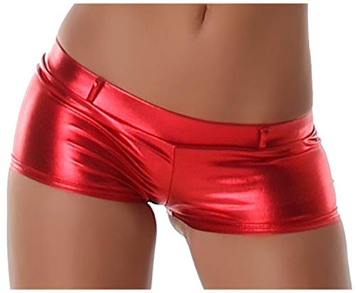 Jela London Wetlook GoGo Hot-Pants Shorts Panty kurz Glanz metallic, Rot M (36/38) von Jela London