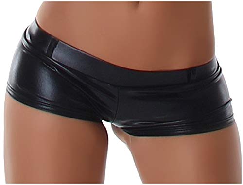 Jela London Wetlook GoGo Hot-Pants Shorts Panty kurz Glanz metallic, Schwarz L (38/40) von Jela London