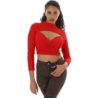 Langarm Crop Top mit Cutout im Wickel-Look von Jela London