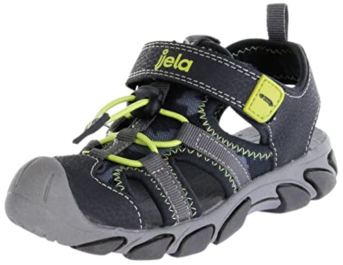 Jela Kinder Sandaletten grau Jungen Schuhe KAYLO Grey Lime Green, Farbe:grau, Größe:33 EU von Jela