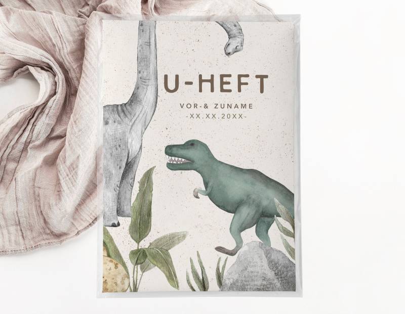 C U-Heft + Impfpasshülle - Dinosaurier Geschenk Geburt Baby Personalisiert Schutzhülle von JelaaDesign