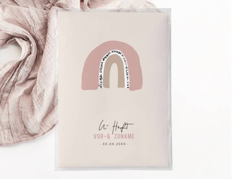 C U-Heft + Impfpasshülle - Rainbow, Regenbogen, Baby, Girl, Geschenk Zur Geburt, Personalisiert, Schutzhülle von JelaaDesign