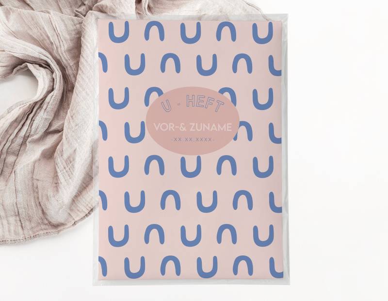 C U-Heft + Impfpasshülle - Rosa Blau Bogen Modern Schutzhülle Geschenk Baby Geburt Party Personalisiert Mit Namen Mädchen Girl von JelaaDesign