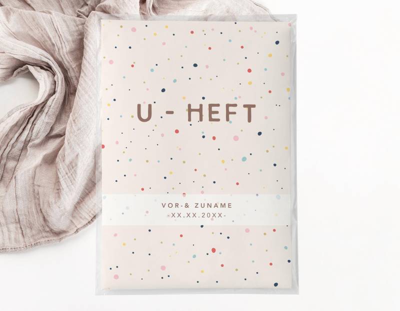 C U-Heft + Impfpasshülle - Streusel Konfetti Bunt Beige Baby Geschenk Geburt Personalisiert Schutzhülle Schwangerschaft von JelaaDesign