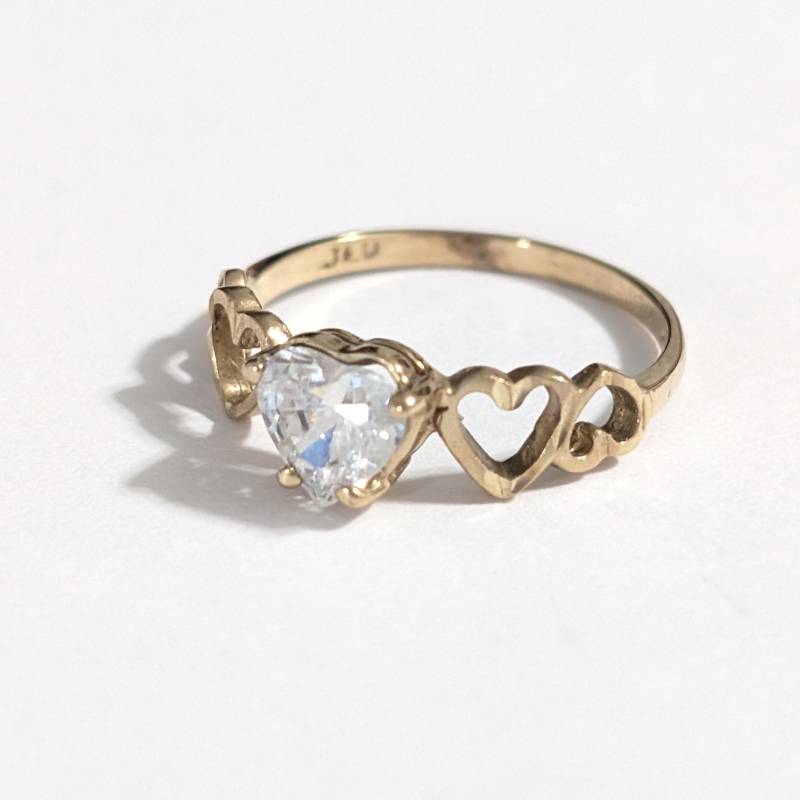 10K Gelbgold Herz Ring Klarquarz Stein Brilliantschliff April Birthstone Größe 5, 75 Mit Jed Joseph E. Demarco von Jelifem