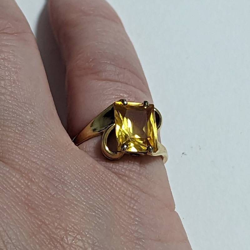 10K Solid Gelbgold Strahlenschliff Citrin Birthstone Band Infinity Symbol Ring November Stein Größe 6 Markiert Sgs in Diamant Simon Golub & Sons von Jelifem