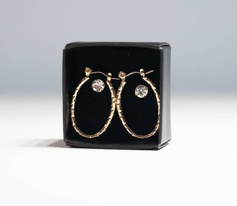 Avon Gold Hoop Ohrringe Alltag Textured Und Simulierter Diamant Cz Ohrstecker Set Goldton New Old Stock 14 von Jelifem