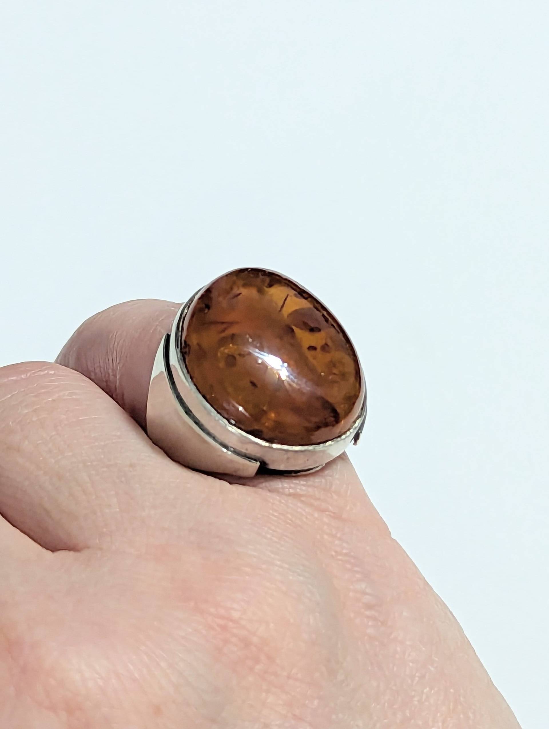 Cognac Bernstein Sterling Silber Ring - Größe 5.5 Vintage Schmuck Cognac Bernstein Sterling Silber Ring - Größe 5.5 Vintage Schmuck von Jelifem
