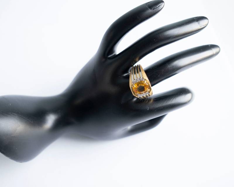 Geburtsstein Ring November Gelb Topas 14 K Gelb Gold Vergoldet Eisig Cluster Gms Legierung Hip Hop Band Größe 10 von Jelifem