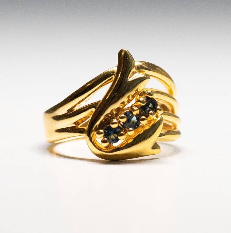Geburtsstein Ring Saphir Blau 18Kt Gelbgold Galvanisiert Größe 7 Mit Punziert September Stein von Jelifem