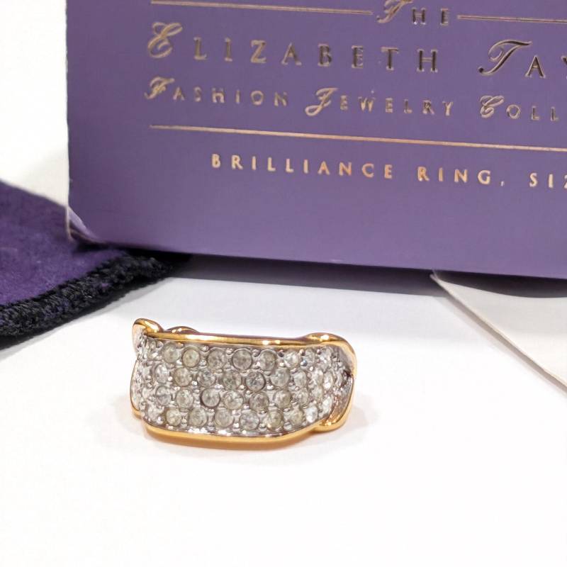 Sammlerstück Elizabeth Taylor Für Avon 1994 Brillance Gold Gem Ring Größe 8 Modeschmuck Kollektion New Old Stock von Jelifem