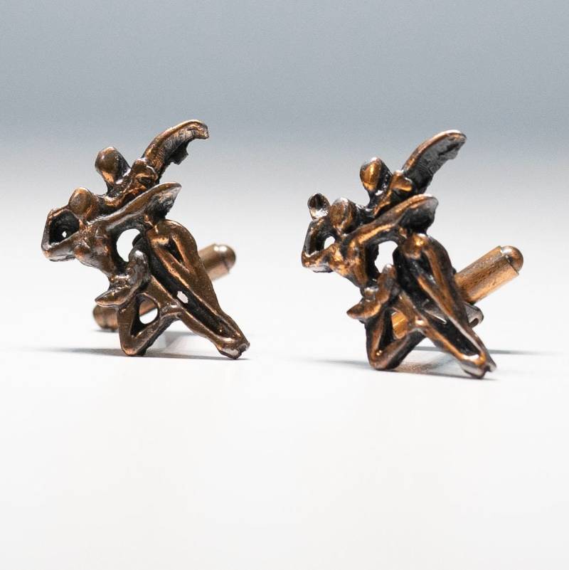 Vintage Ballett Tänzerin Pas De Deux Duett Kupfer Ton Messing Manschettenknöpfe von Jelifem