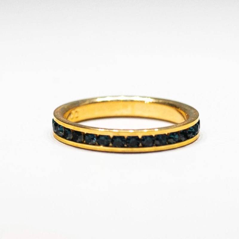 Vintage Schlichter Geburtsstein September Band Mit Saphir Blau Kristallen Ring 18Kt Gold Hge Galvanisierte Gelbgold Größe 9 von Jelifem