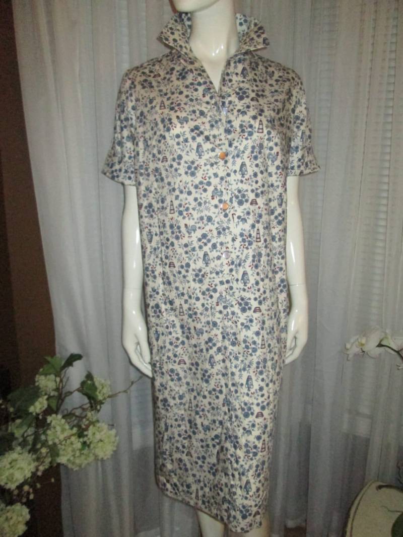 1950Er Jahre "Big Girl Weiß/Blau Rot Shift Kleid Von Commodores Lady - Größe 18 von Jellajeans