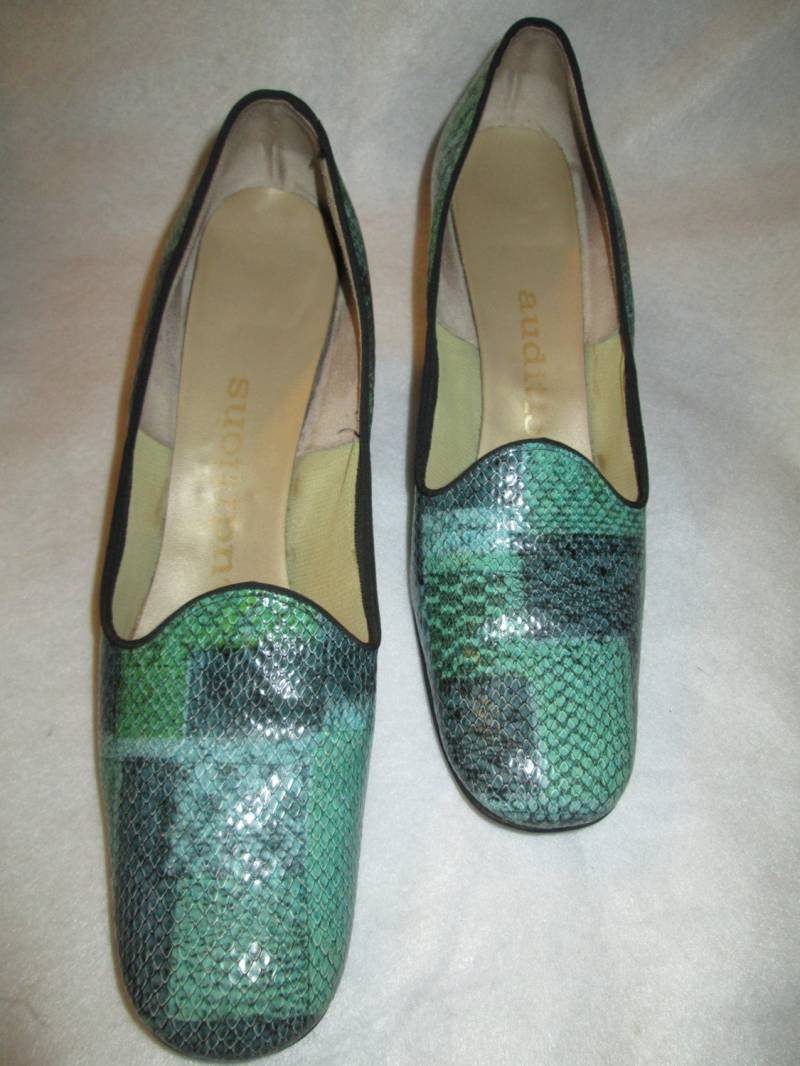 1960Er Patchwork Grüne Eidechse Pumps Aus Leder Von DinonsGröße 9Aaa von Jellajeans