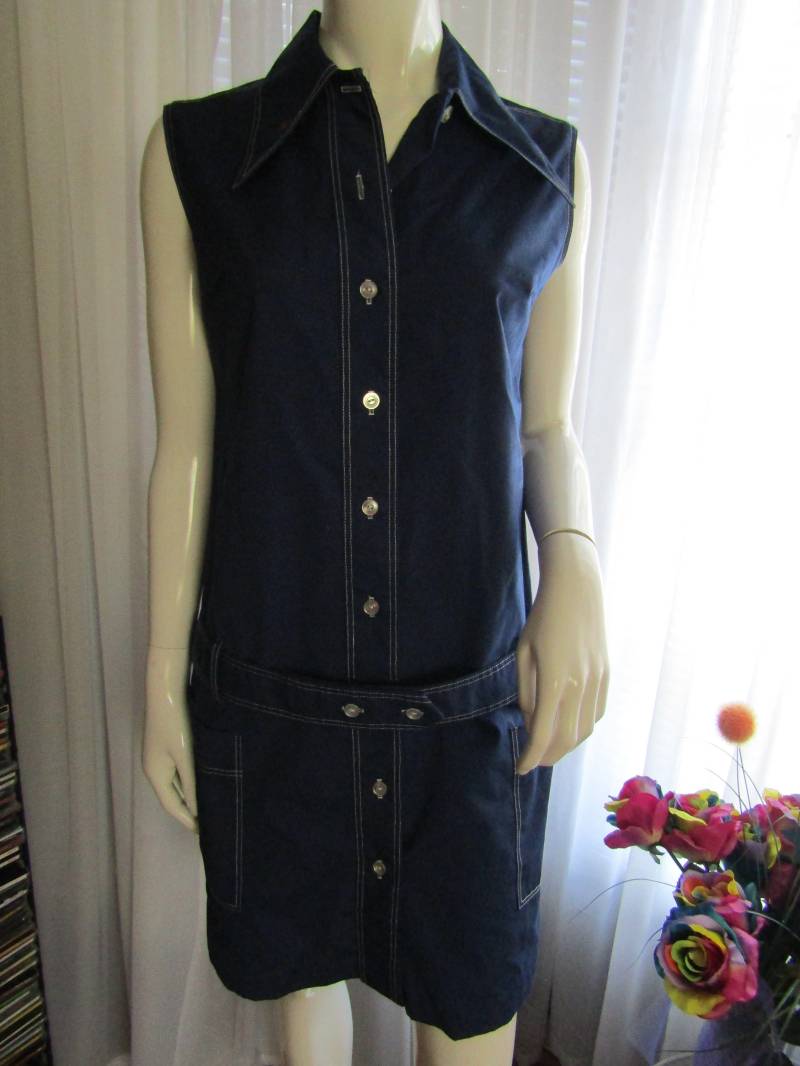 1970Er Jahre "Damen Blue Sleeveless Belted Romper Für Größe 16 Kein Etikettenname von Jellajeans