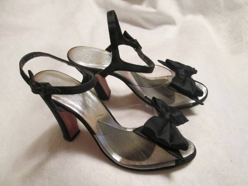 1980Er/90Er Jahre Damen Schwarz Und Klar Vinyl Sandal Style Shoe No Label Größe 8 B von Jellajeans